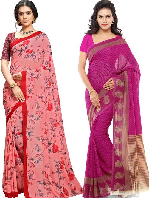 women pack of 2 casual wear combo sarees with blouse - 21479195 - Standard Image - 0