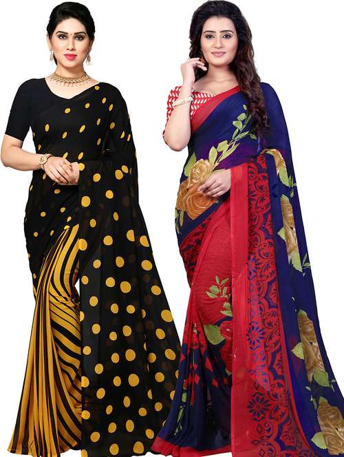 women pack of 2 casual wear combo sarees with blouse - 21479324 -  Standard Image - 0