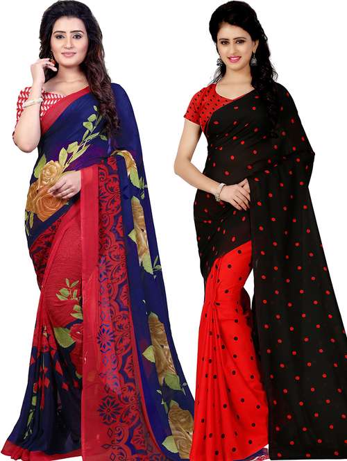 women pack of 2 casual wear combo sarees with blouse - 21479561 - Standard Image - 0