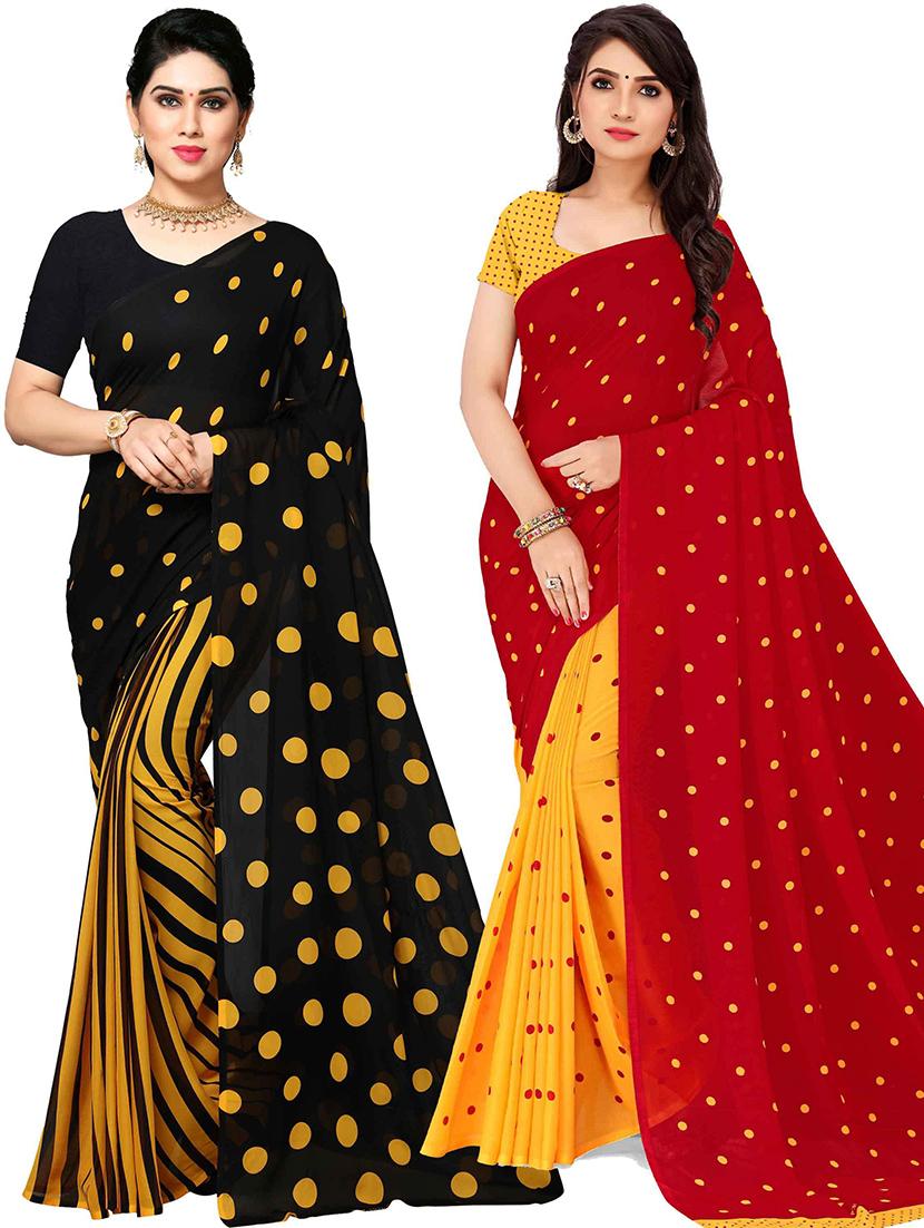 women pack of 2 casual wear combo sarees with blouse - 21479619 - Zoom Image - 0