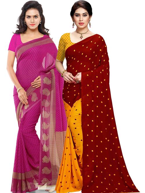 women pack of 2 casual wear combo sarees with blouse - 21479675 -  Standard Image - 0