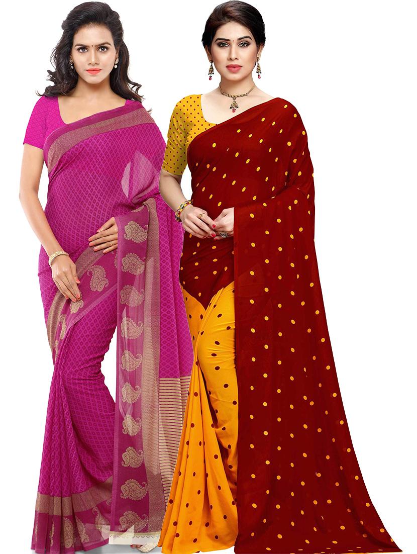 women pack of 2 casual wear combo sarees with blouse - 21479675 -  Zoom Image - 0