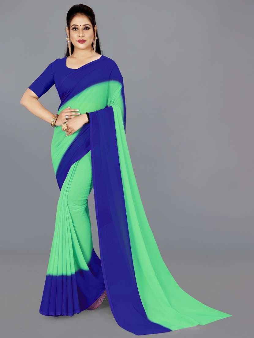 multi colored georgette ready to wear saree with blouse