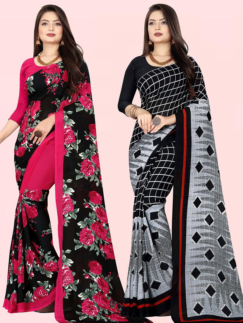 women pack of 2 casual wear combo sarees with blouse - 21479940 - Zoom Image - 0