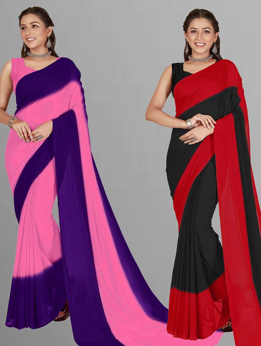 women pack of 2 casual wear combo sarees with blouse