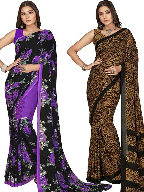 women pack of 2 casual wear sarees with blouse - 21480207 - Standard Image - 0