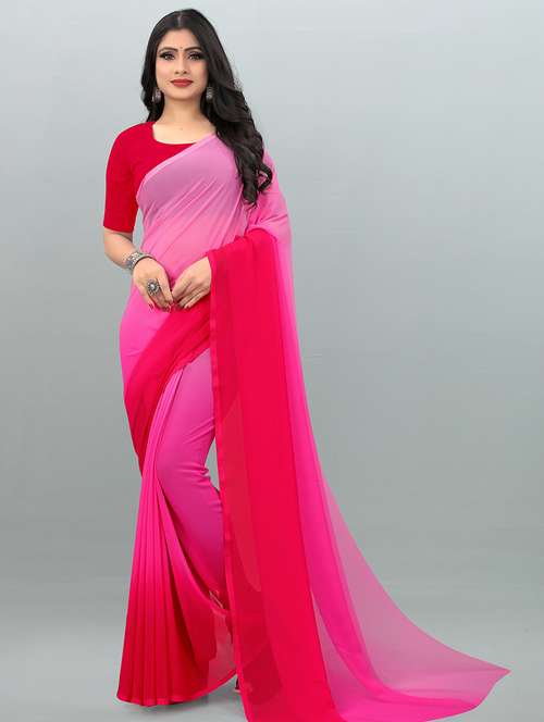 women solid pink saree with blouse - 21480821 - Standard Image - 0