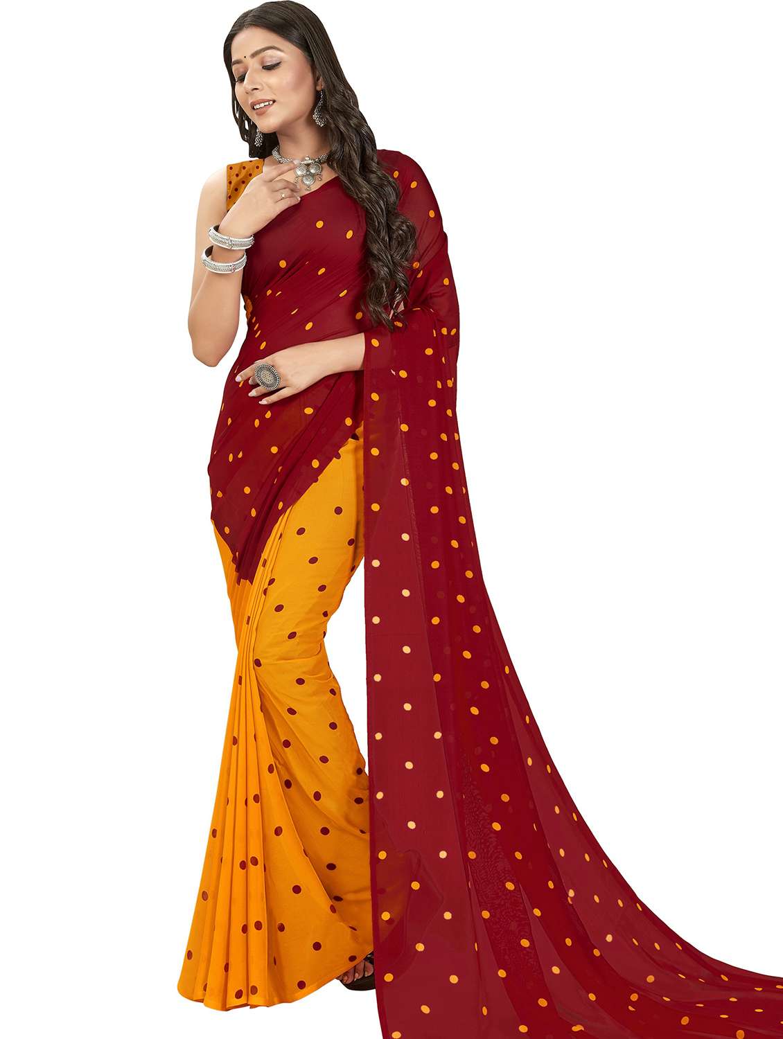 women printed casual wear sarees with blouse
