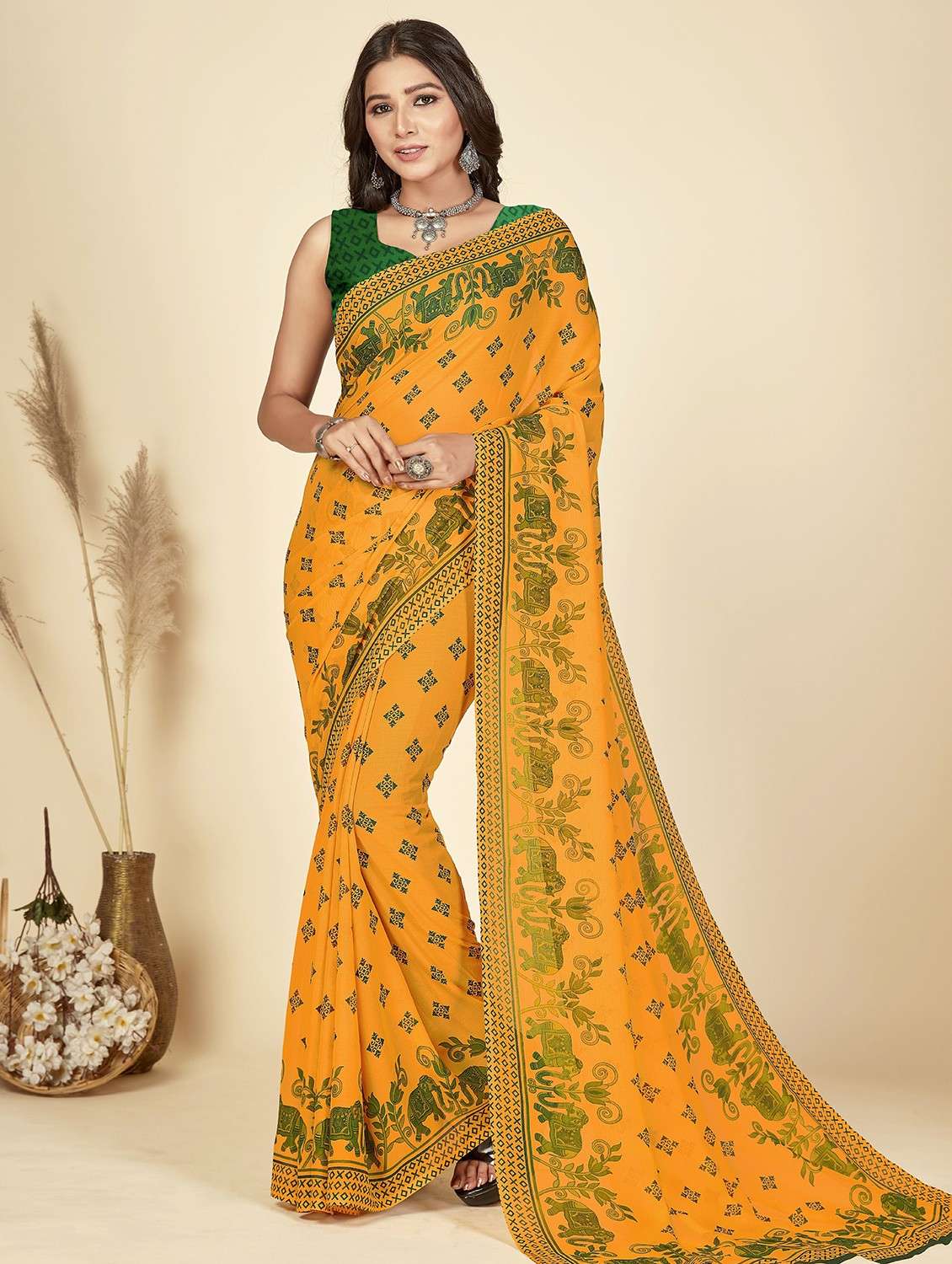 women casual wear georgette saree with blouse
