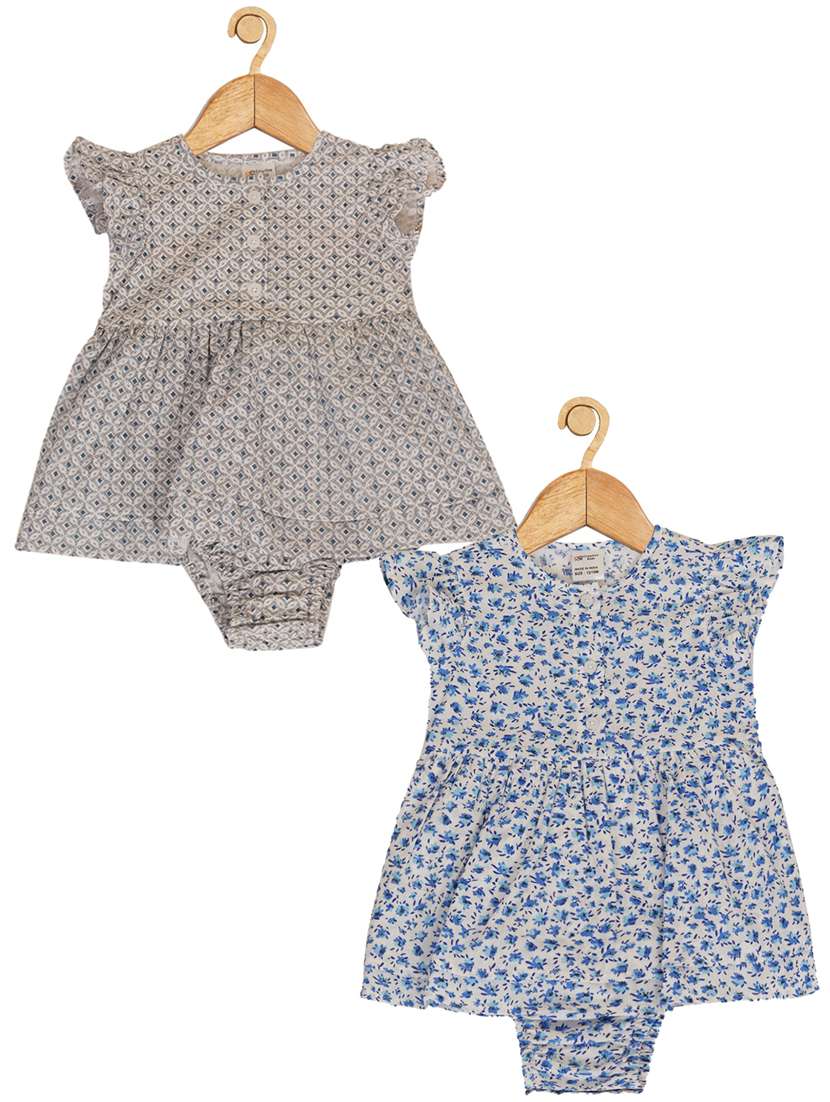 pack of 2 girl printed cotton romper