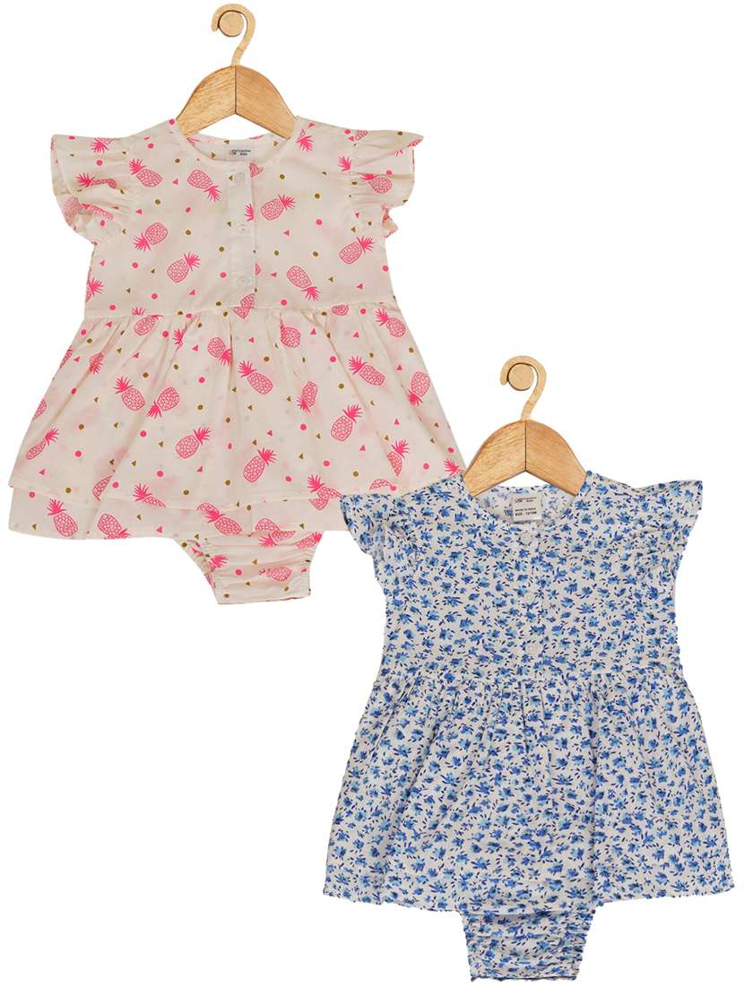pack of 2 girl printed cotton romper