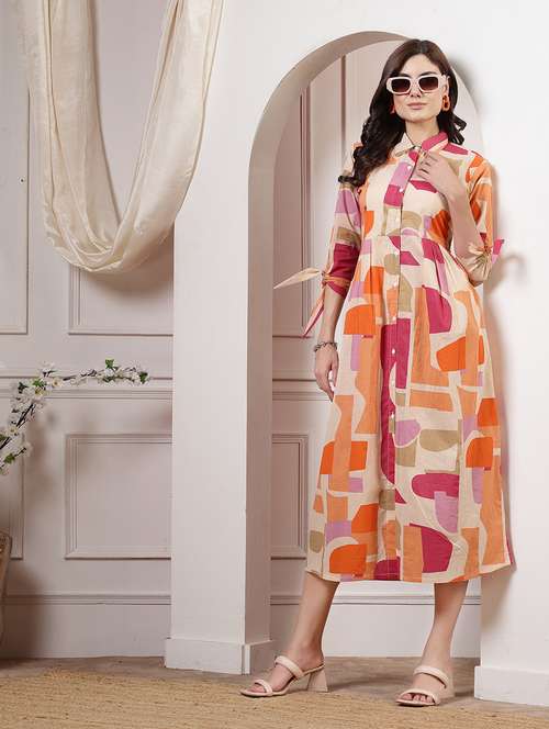 multicolored printed a-line dress - 21481428 -  Standard Image - 0