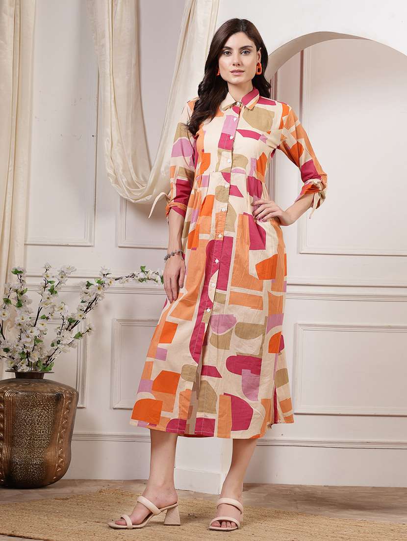 multicolored printed a-line dress - 21481428 -  Standard Image - 3