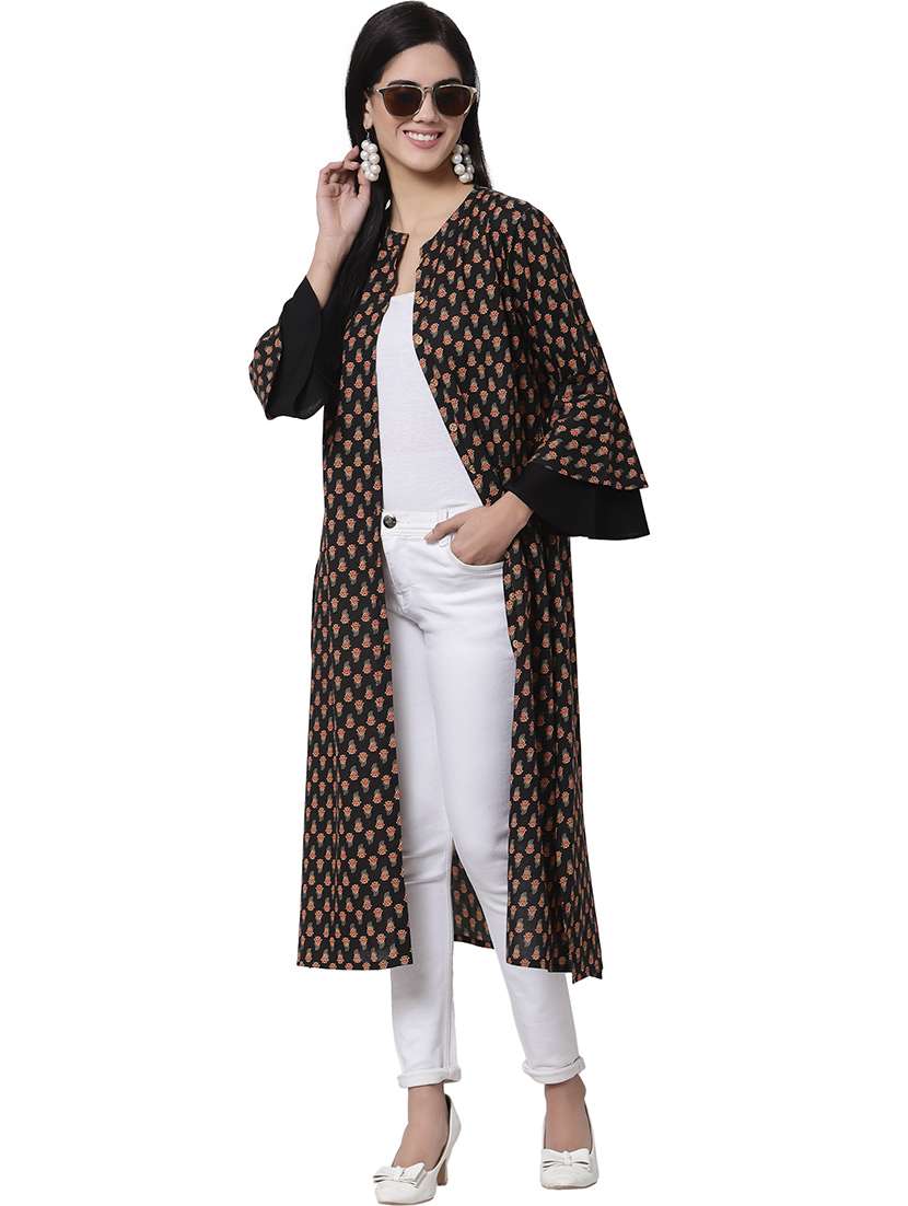 black printed regular shrug