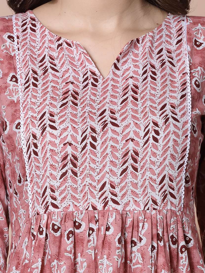 women peach floral printed a-line kurta - 21481482 -  Standard Image - 5