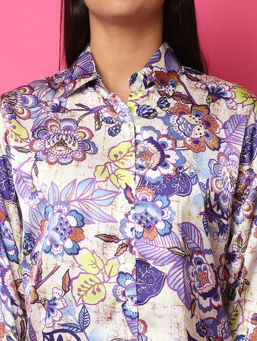 women off white satin printed nightwear set - 21481968 -  Standard Image - 5