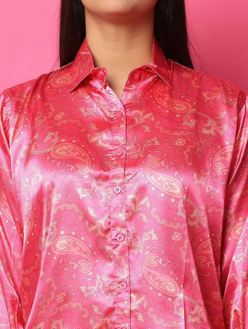 women pink satin printed nightwear set - 21481971 -  Standard Image - 5