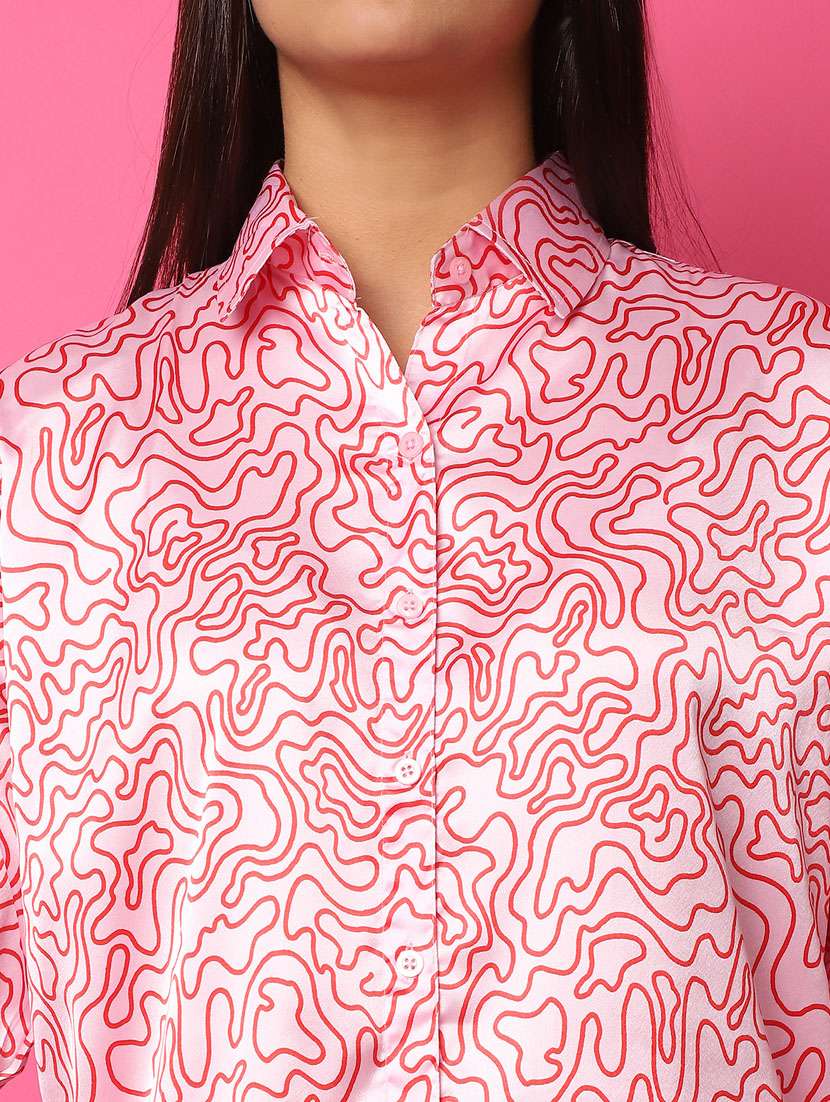 women pink satin printed nightwear set - 21481972 -  Standard Image - 5