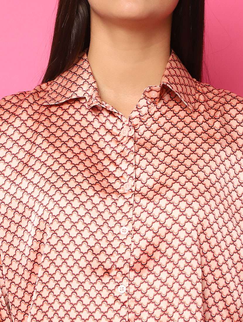 women peach satin printed nightwear set - 21481973 -  Standard Image - 5