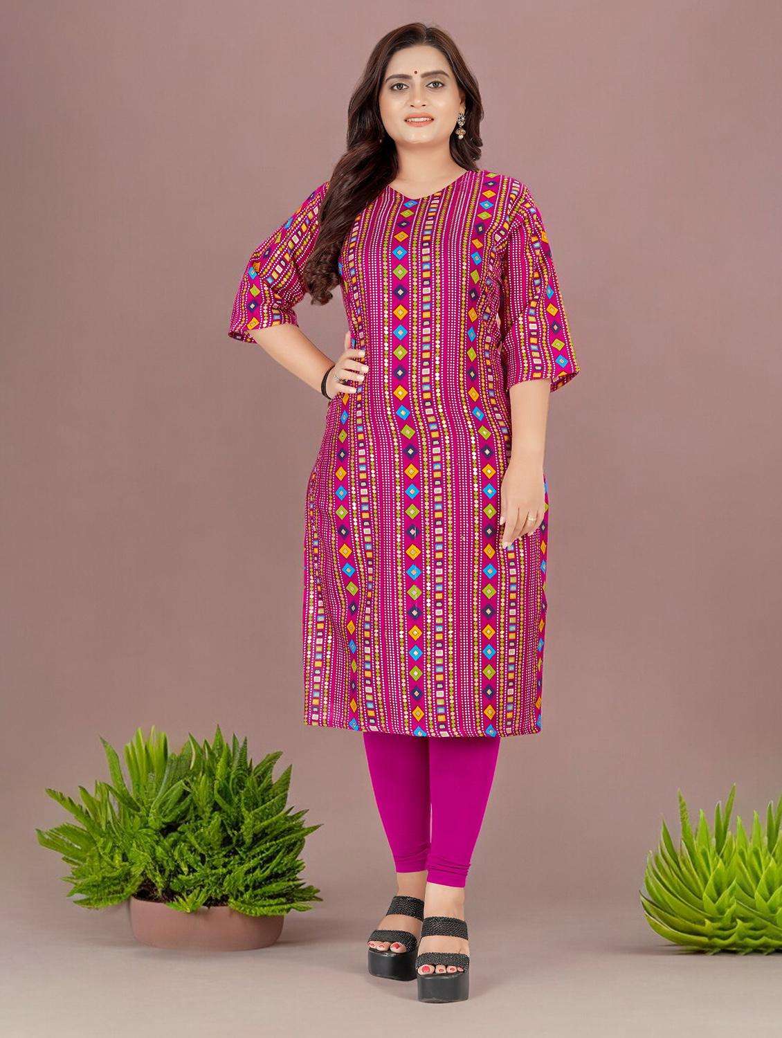 women three quarter sleeve straight kurta