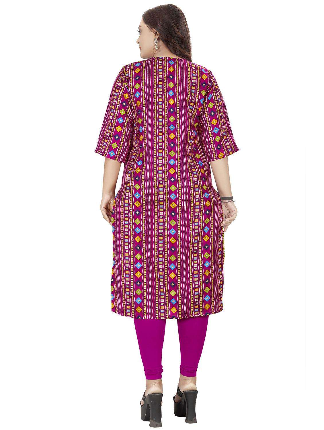 women three quarter sleeve straight kurta - 21482205 -  Standard Image - 3
