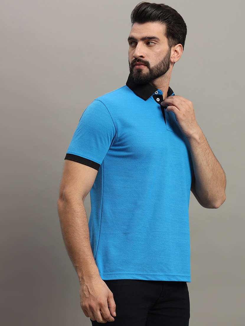 men polo neck solid t-shirt