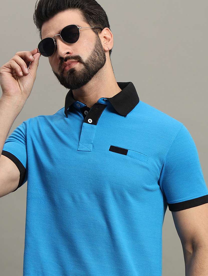 men polo neck solid t-shirt - 21482410 -  Standard Image - 3