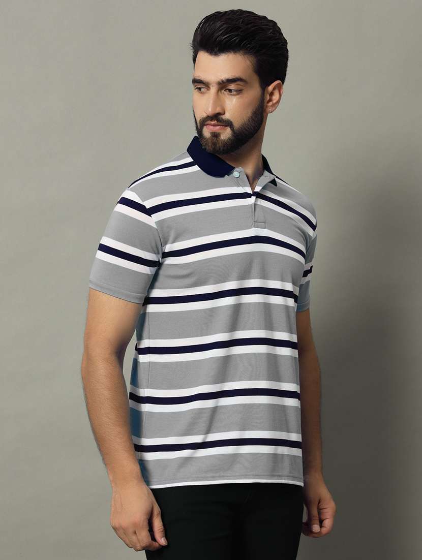 men polo neck striped t-shirt
