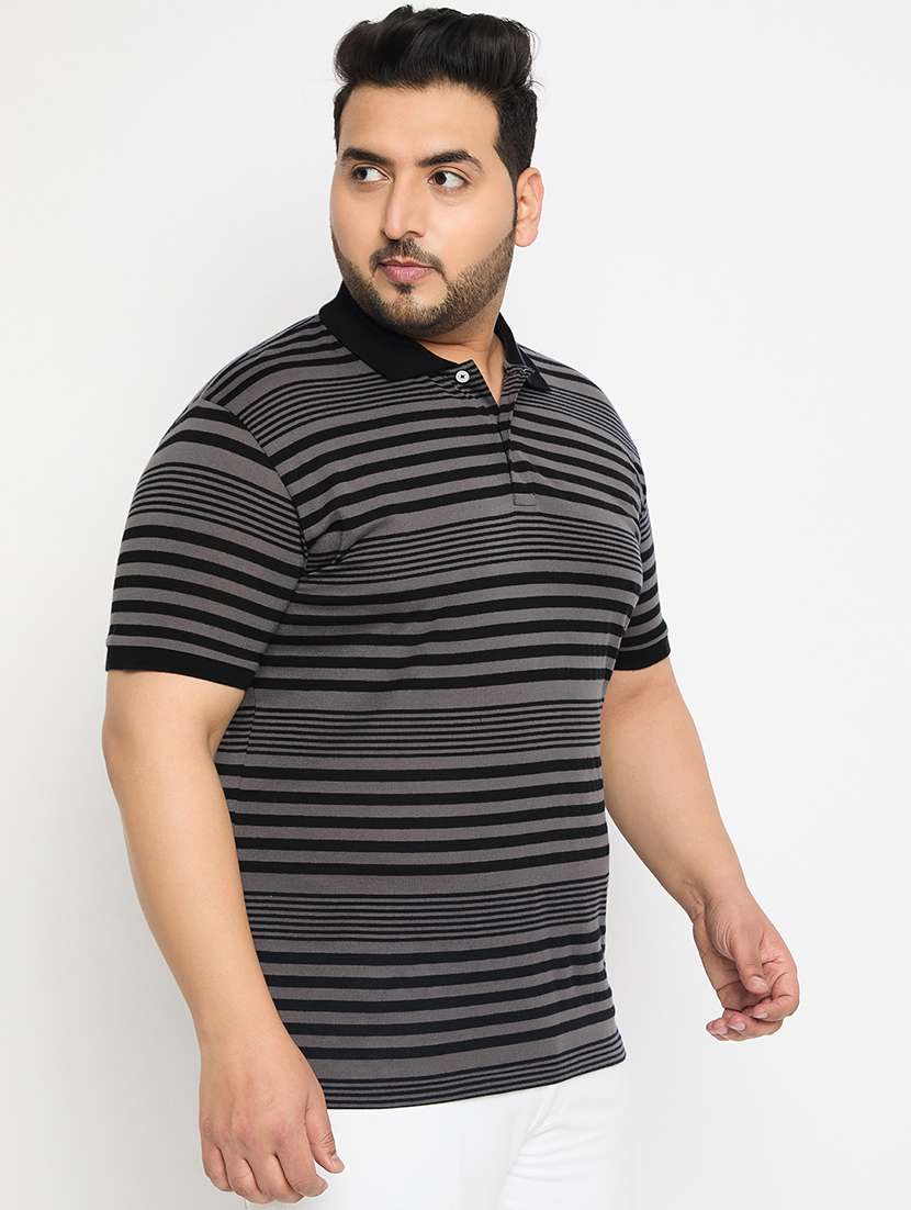 men polo neck striped t-shirt