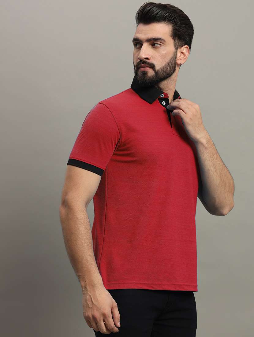 men polo neck solid t-shirt