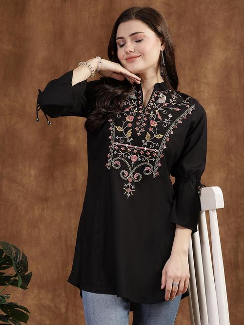 women black cotton regular tunic - 21482529 - Standard Image - 0