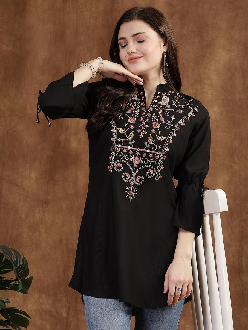 women black cotton regular tunic - 21482529 - Zoom Image - 0