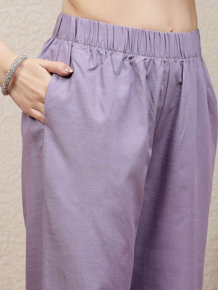 women lavender cotton blend kurta pant set - 21482537 -  Standard Image - 5