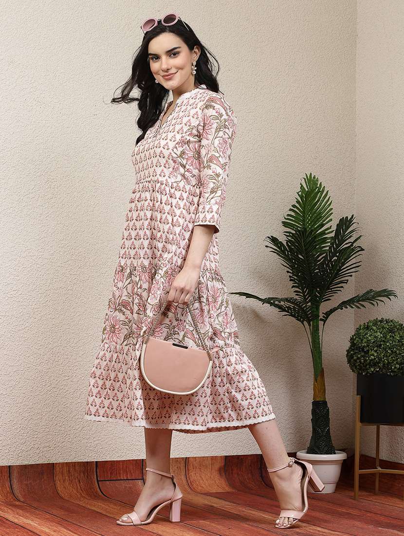 women white cotton fit & flare dress