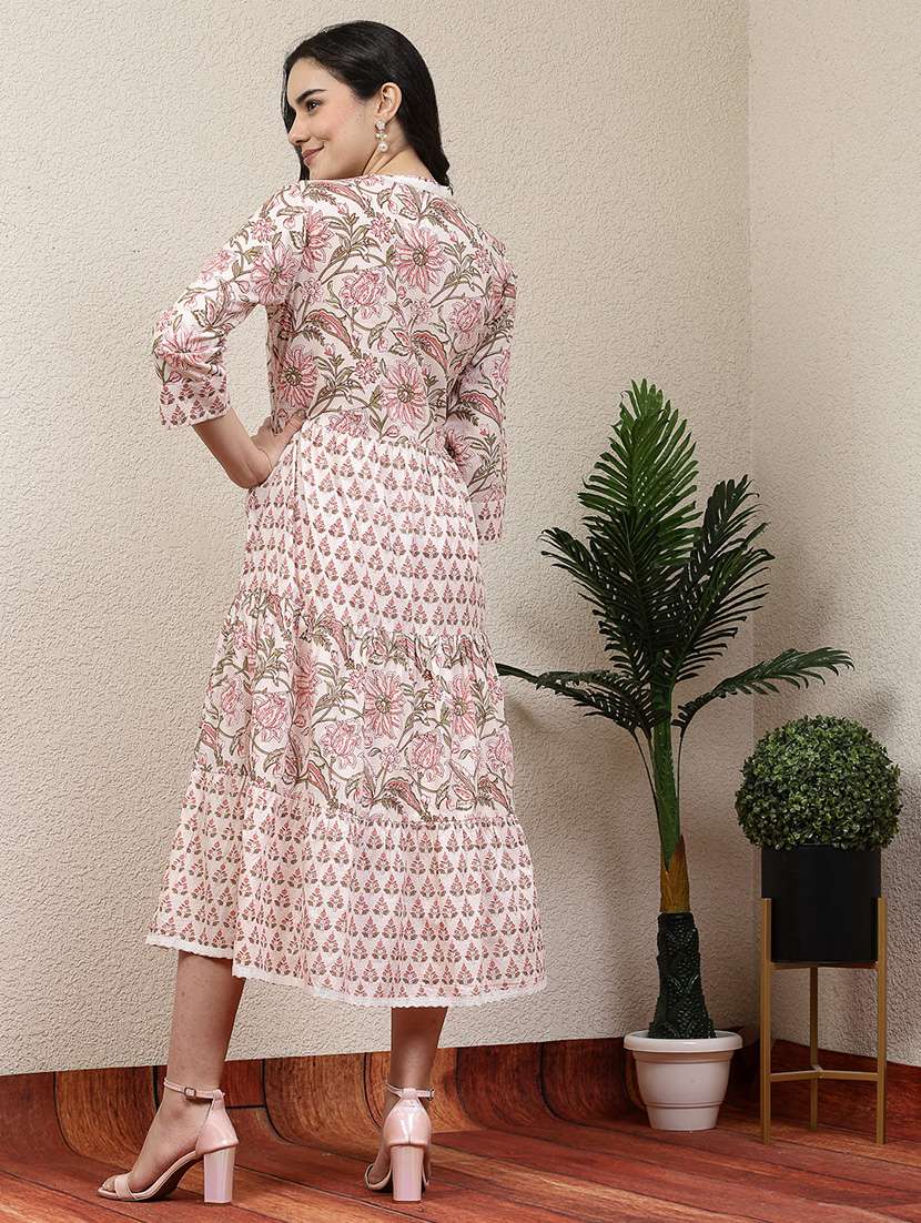 women white cotton fit & flare dress - 21482552 -  Standard Image - 3