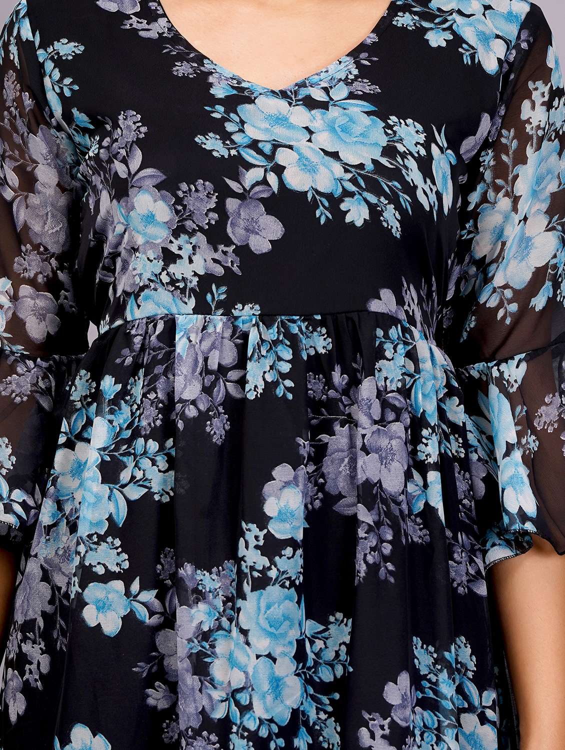 women black georgette fit & flare dress - 21482584 - Standard Image - 3