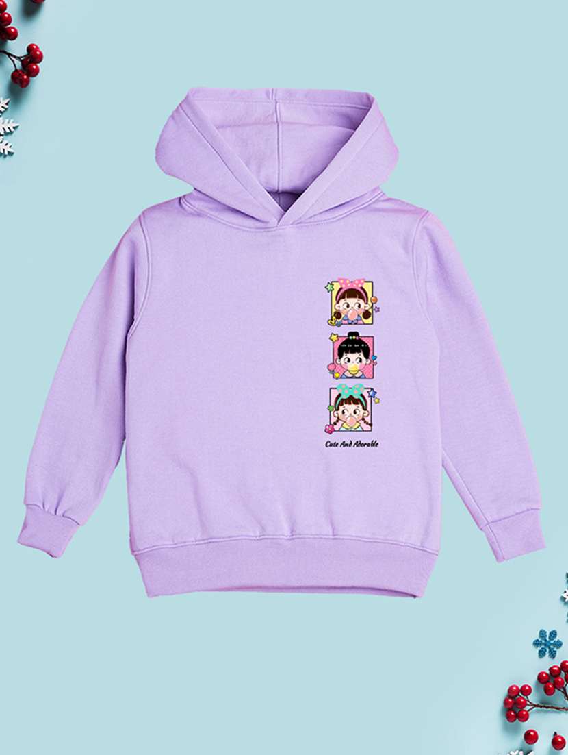 girls hooded neck long sleeves sweatshirts