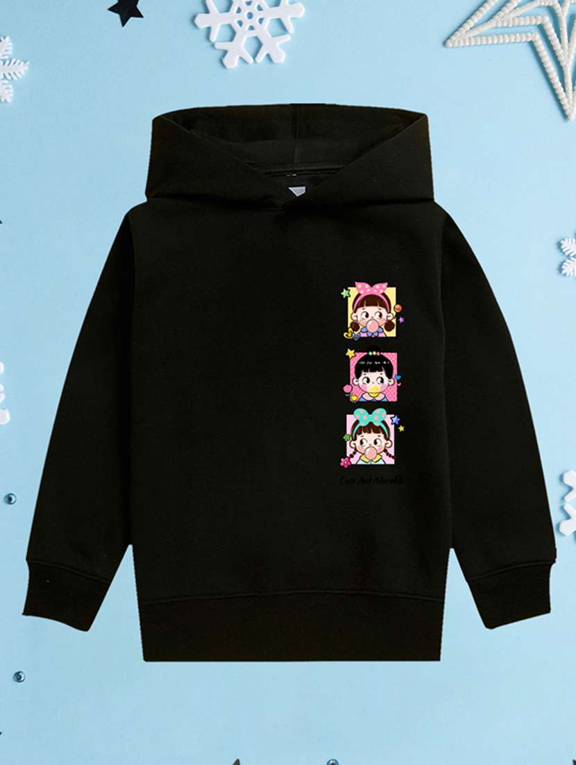 girls hooded neck long sleeves sweatshirts