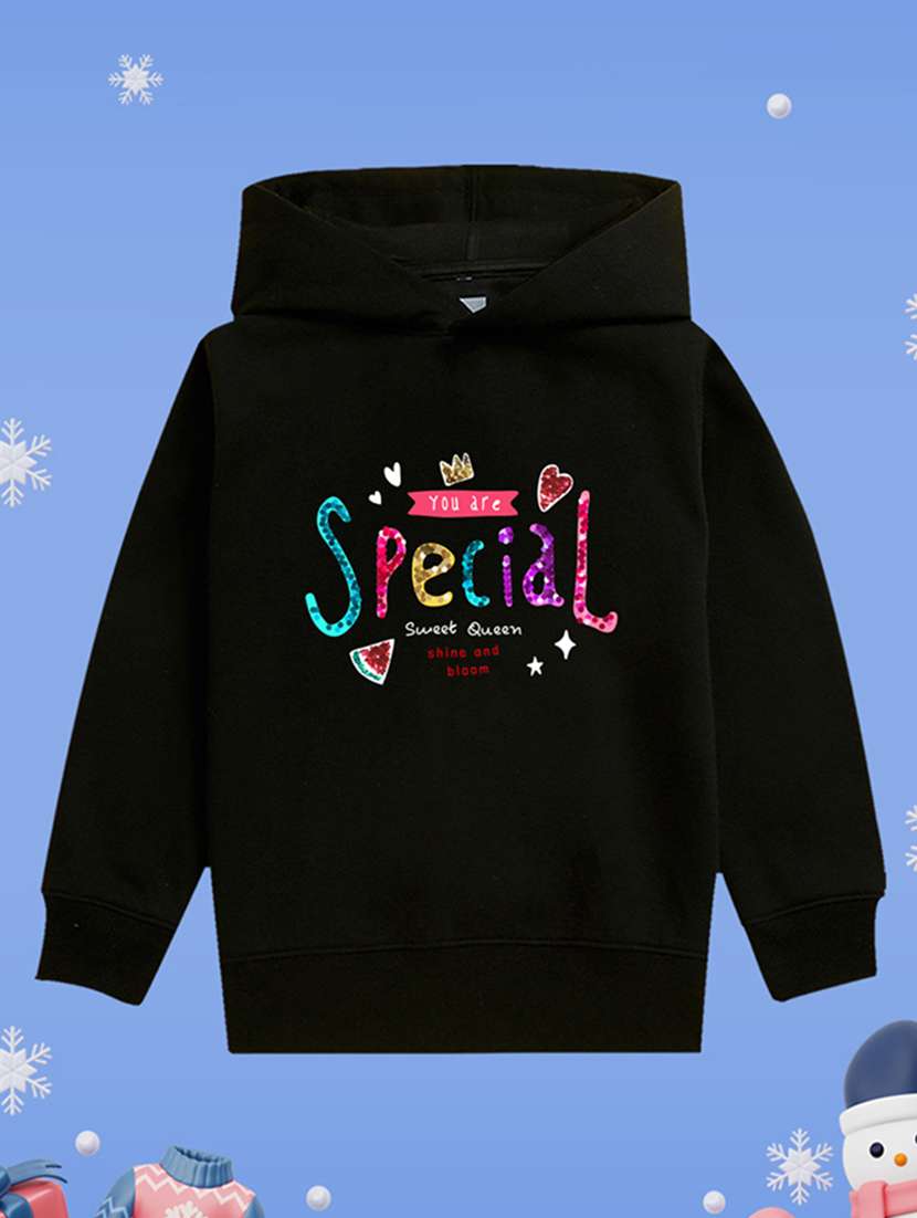 girls hooded neck long sleeves sweatshirts