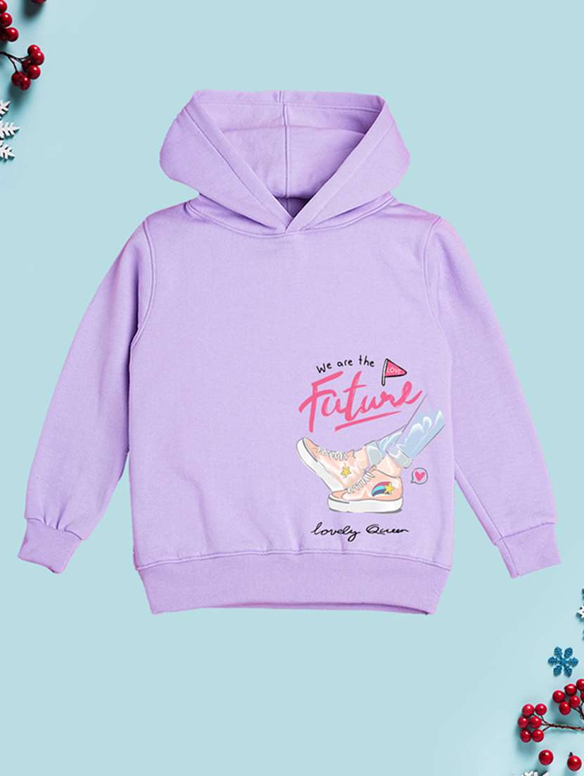 girls hooded neck long sleeves sweatshirts