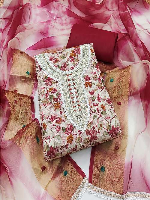 women printed unstitched suit set - 21482943 - Standard Image - 0