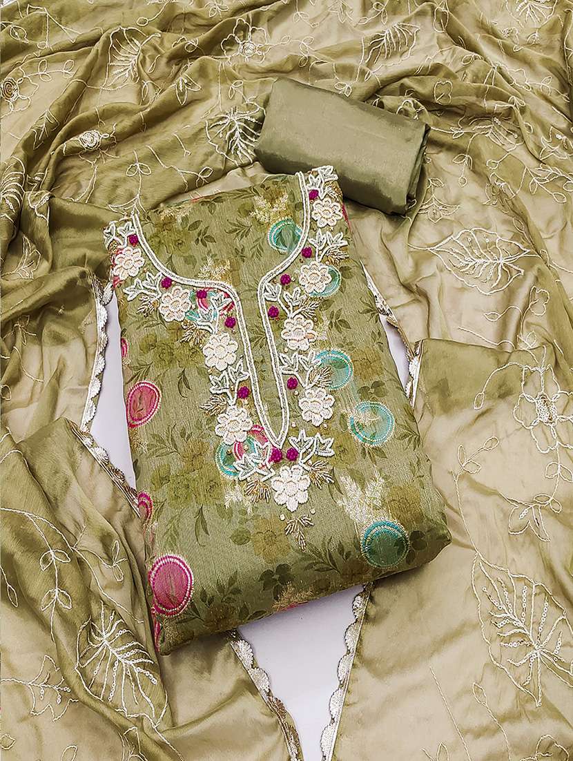 women embroidered unstitched suit set