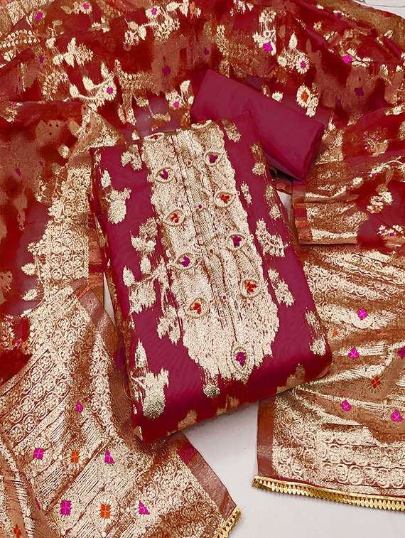 women self design unstitched suit set