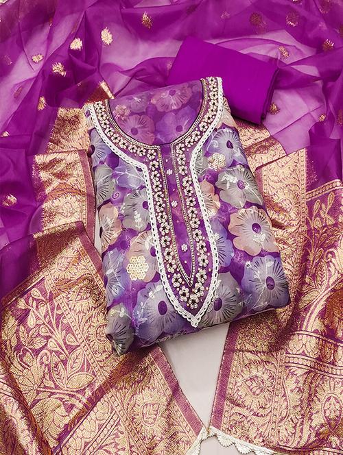 women embroidered unstitched suit set - 21483013 -  Standard Image - 0