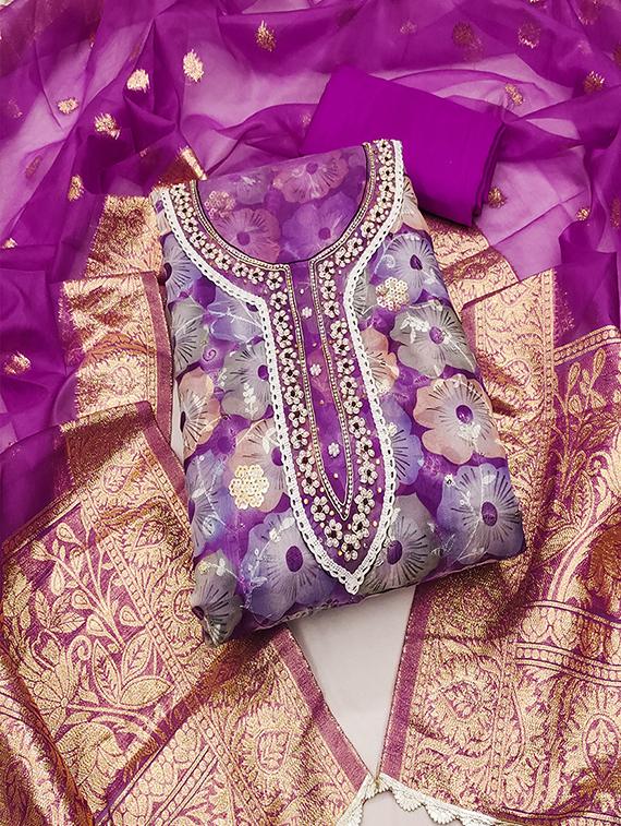 women embroidered unstitched suit set - 21483013 -  Zoom Image - 0