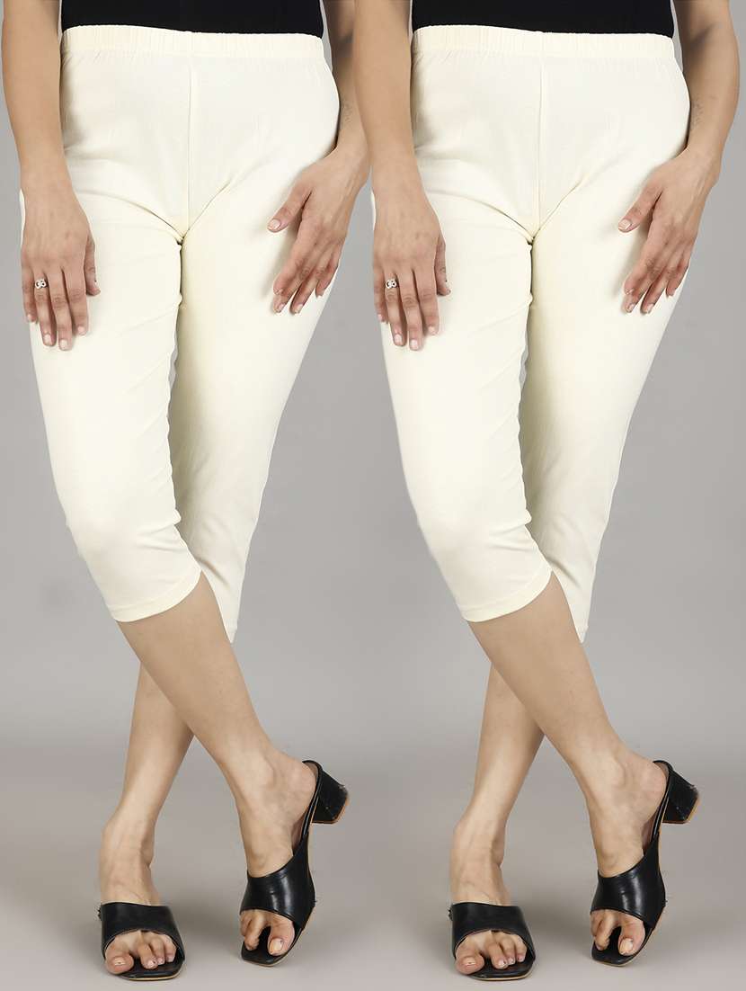 women high rise solid capri combo (pack of 2) - 21483091 - Zoom Image - 0