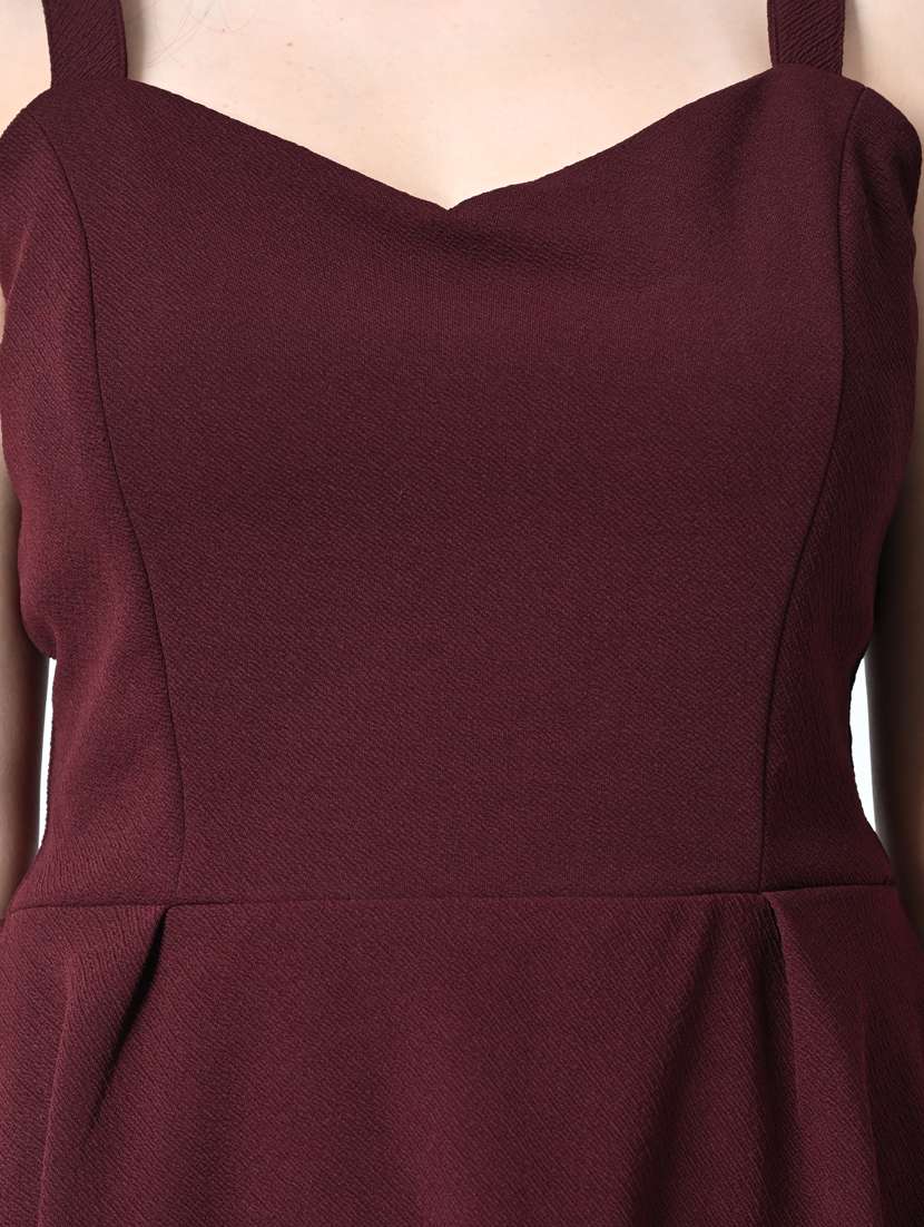 women sleeveless solid fit & flare dress - 21483197 - Standard Image - 5