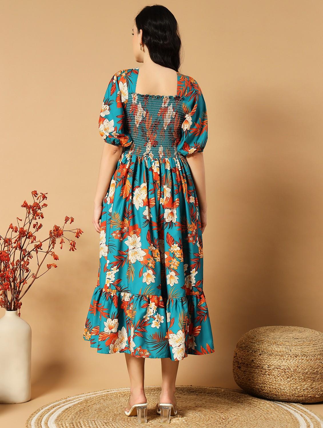 women multicolored printed tiered dress - 21483260 - Standard Image - 3