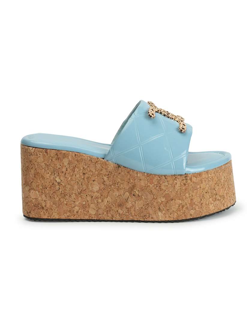 women light blue platforms wedge - 21483400 - Standard Image - 3