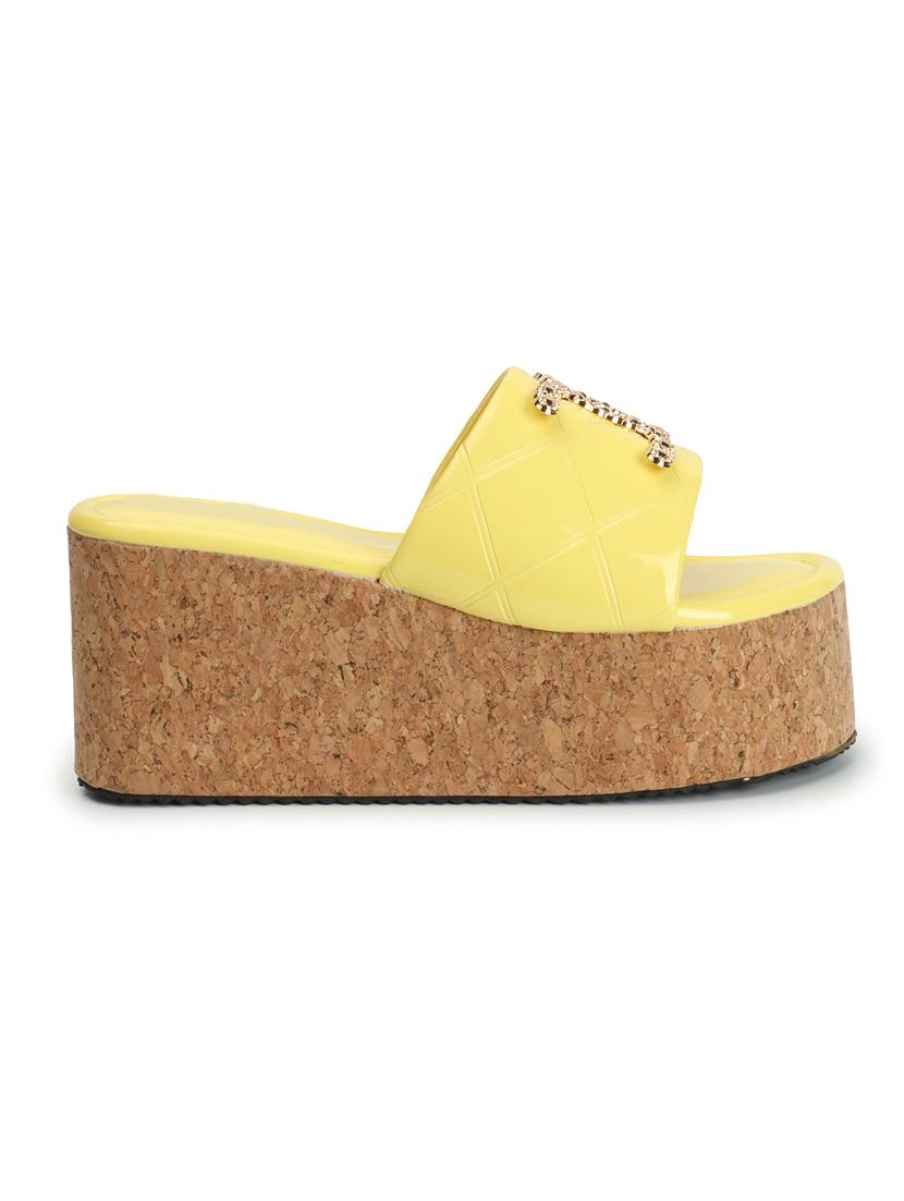 women yellow platforms wedge - 21483402 - Standard Image - 3